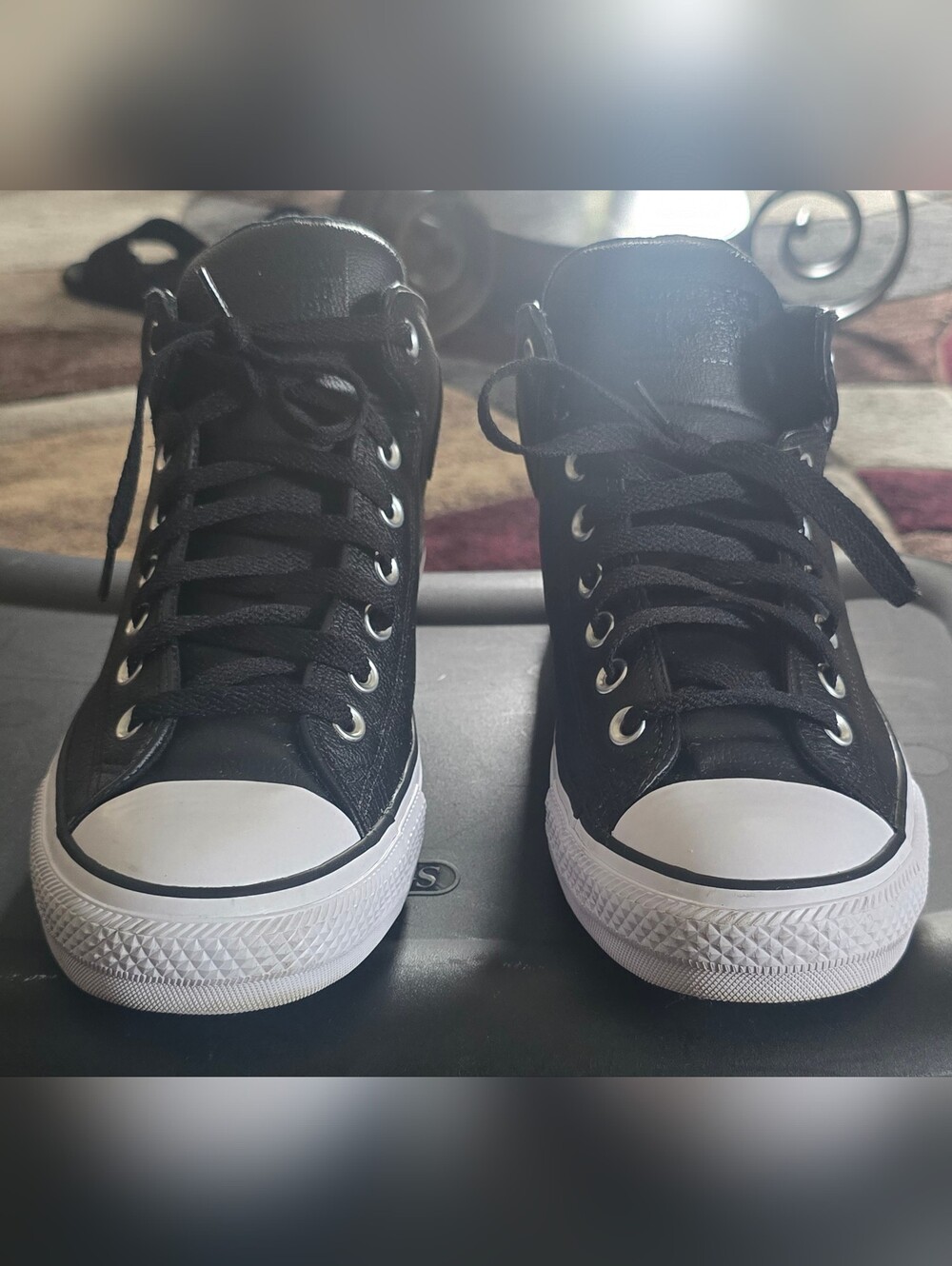 Converse High Street Black High-Top Leather Sneakers Mens Size 10/Wms Size 12 - Picture 2 of 10